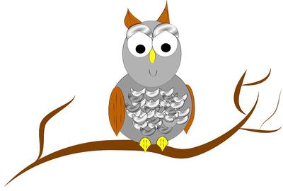 cartoon owl on branch