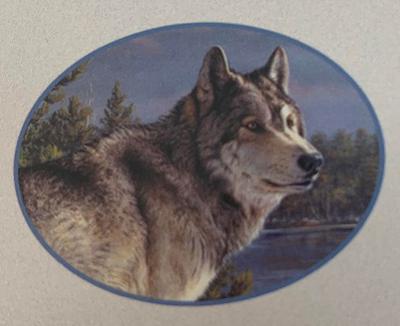Wolf in oval frame
