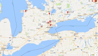 Map showing Robin sightings