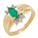 Marquise cut Emerald in a 10k yellow gold ring