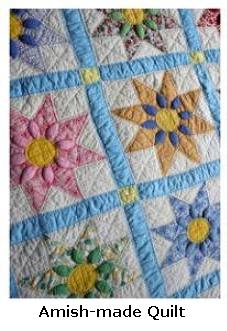 Hand made blue and yellow Amish patchwork quilt