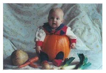 baby Becky in halloween pumpkin