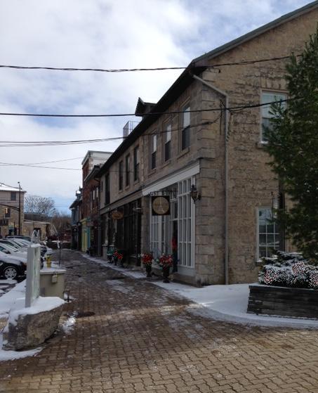 The village of Elora, Ontario, Canada, row of houses and shops