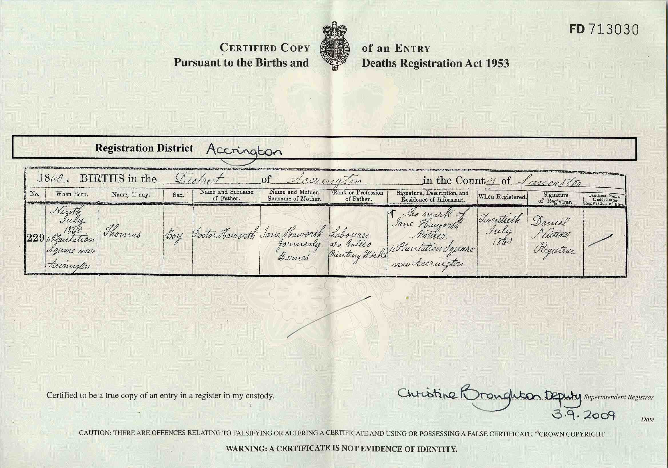 British birth certificate