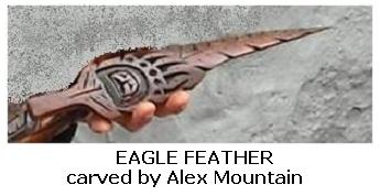 Alex Mountain carving - feather in wood